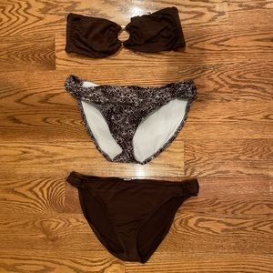Brown bikini set with 2 pairs of matching bottoms!